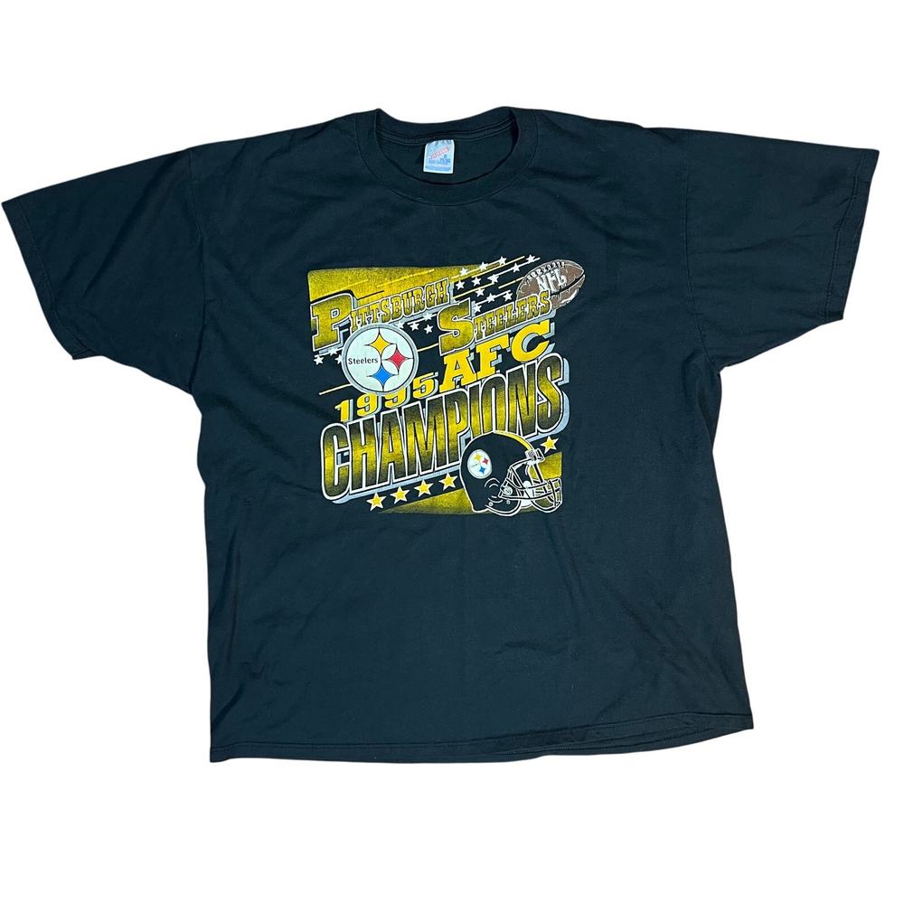 Vintage Pittsburg Steelers 1995 AFC Champions T-shirt 2X Black Made in USA